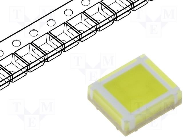 Gaismas diode SMD, silts balts(3000K), 16.7lm, 3.1...3.7V/60mA, 120grad., 2 diode viena korpusā, PLCC4