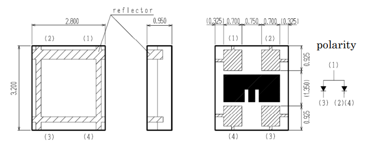 Gaismas diode SMD, silts balts(3000K), 16.7lm, 3.1...3.7V/60mA, 120grad., 2 diode viena korpusā, PLCC4