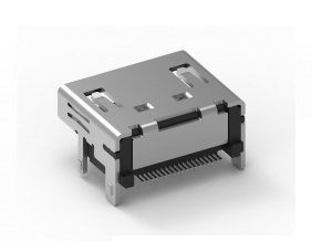 HDMI ligzda SMD, horizontals, uz šasija, 4 piestiprinājuma punkti