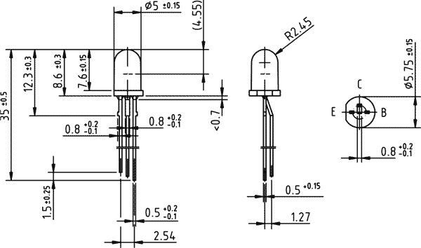 Fototranzistors, 5mm, λp max:850nm, 70V, 30°, lēca: caurspidiga