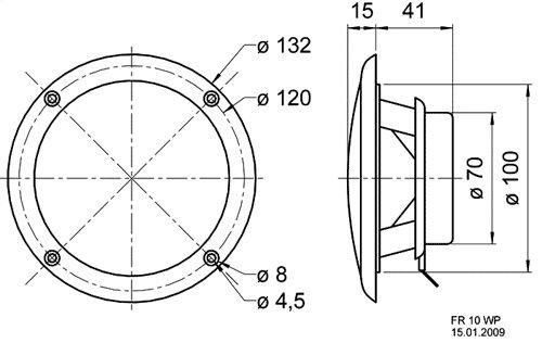 Skaļrunis 20W, 4R, 80...16000Hz, 85dB, Ø132x56mm, mitrumizturīgs IP65, Pēc iepriekšēja pasūtījuma