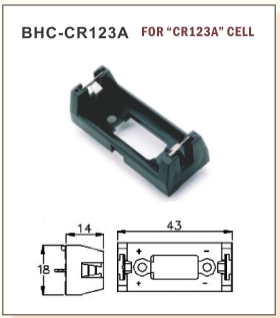 Bateriju turētājs, CR123A, THT