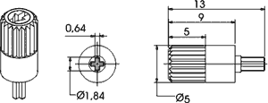 Pagriezienu rokturis G=5mm, iecelšana CA6, melna krasa