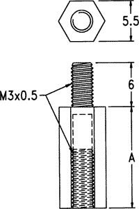 Distancers plastmasas L=6mm, M3 iekšeja vitne- M3 areja vitne