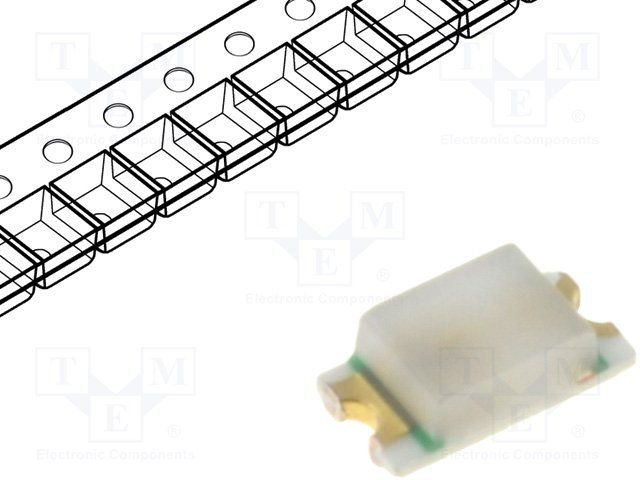 Gaismas diode SMD, dzeltens, 0603(1.6x0.8mm), 60-130mcd, 1.6...2.4V/5mA, 586-592nm, 120grad., 0603