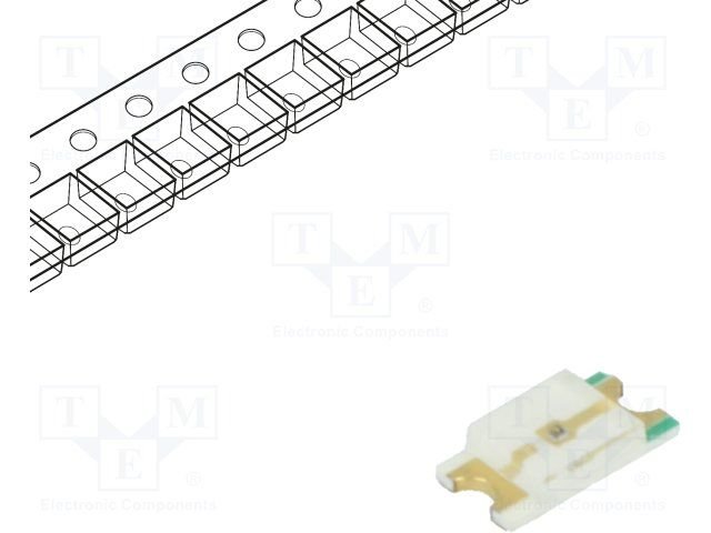 Gaismas diode SMD, dzeltens, 1206(3.2x1.6x0.7mm), 120-260mcd, 550nm, 1.8...2.4V/20mA, 140grad., 1206