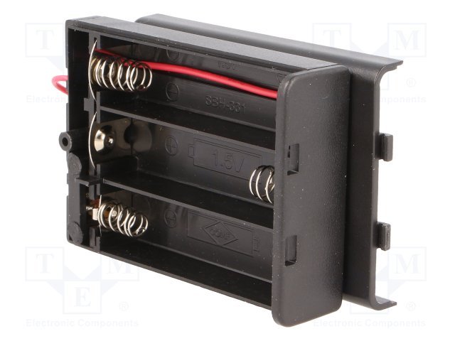 Bateriju turētājs ar vaciniem, 3xAA |||, slēdzis, izvadi: vadi