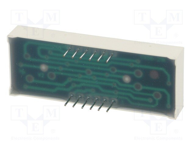 7LED indikators, ceturtkāršs, 14.2mm, 19x50mm, kopējs anods, sarkans