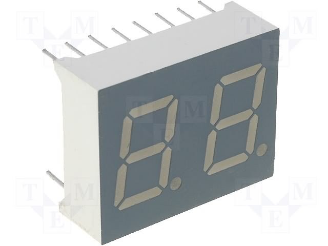 7LED indikators, divkāršs, 10mm, 16x20.2mm, kopējs anods, sarkana krasa