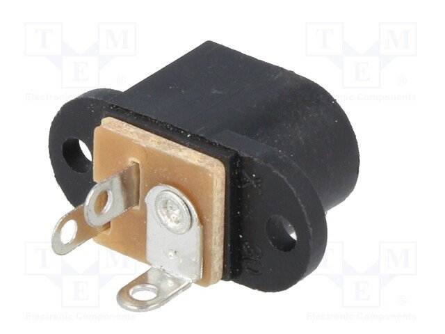 2.1*5.5mm, ligzda, vadam, on/off, 2A/12VDC, vertikala, 2 skrūves