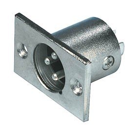 XLR 3PIN, štekers, šasijai ar flanciem (2 skrūves)