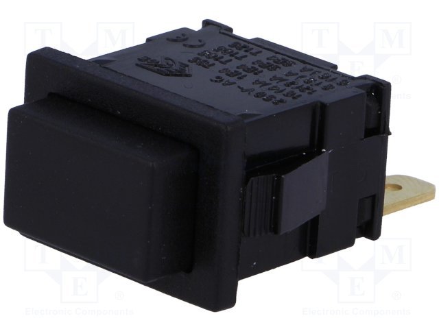 Poga SPST-NO, OFF-ON, 12A/250VAC, 4.8x0.8mm, melnā krasa, 19.2x12.9x17mm