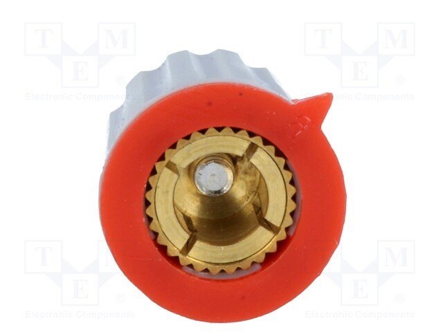 Potenciometru rokturitis Ø15.3x18mm, plastmasa, peleka/sarkana krasa, Ø6mm, skavas mehānisms ar skrūvi
