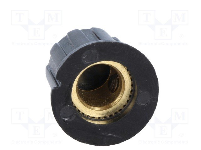 Potenciometru rokturitis Ø13.3x13.7mm, plastmasa, melna krasa, Ø6.35mm, ar skrūvi, svārki Ø15.5mm