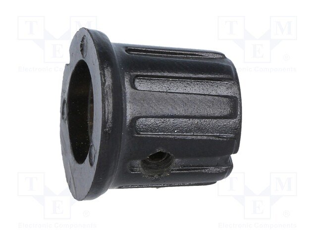 Potenciometru rokturitis Ø13.3x13.7mm, plastmasa, melna krasa, Ø6.35mm, ar skrūvi, svārki Ø15.5mm