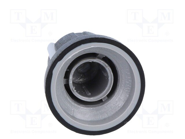 Potenciometru rokturitis Ø13x18mm, plastmasa, melna/peleka krasa, Ø6mm, iespiežamā, svārki Ø16mm