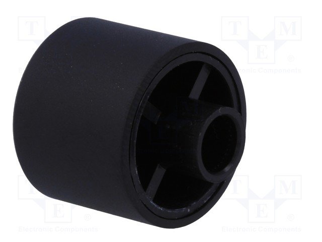 Potenciometru rokturitis Ø20x16/21mm, alumīnija/plastmasa, melna krasa, Ø6mm, iespiežamā, pagarināts štoks