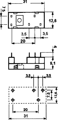 Releja pamats, PIN:5, 10A/250VAC, PCB, serija: 40.31, 40.41, SPDT