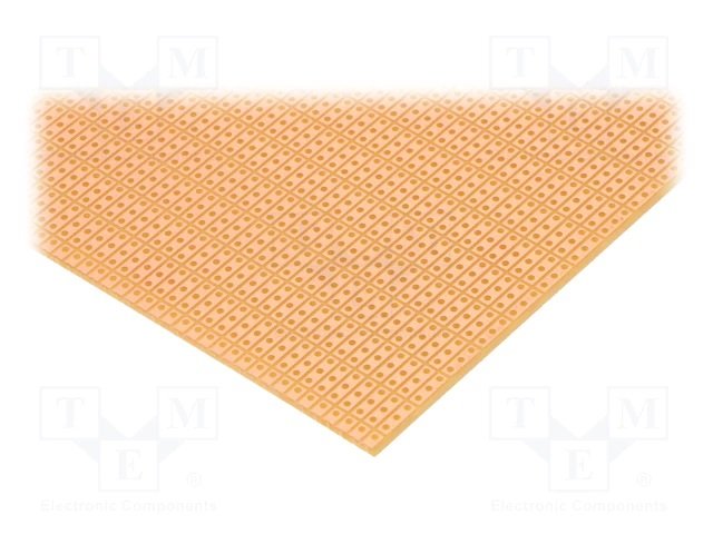 Maketēšanas plate 160x100mm ar caurumiem, getinaks, 3 kontakti ir savienoti kopā, 1.5mm