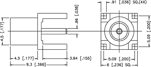 MCX ligzda uz šasijai, 50Ω, THT, teflons, apdzelts, 6GHz, taisns