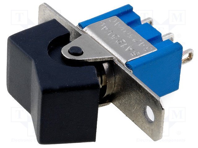 Taustiņslēdzis SPDT, ON-(ON), 3A/250VAC, 9.5x29.5mm, melna krasa, bez fiksācijas