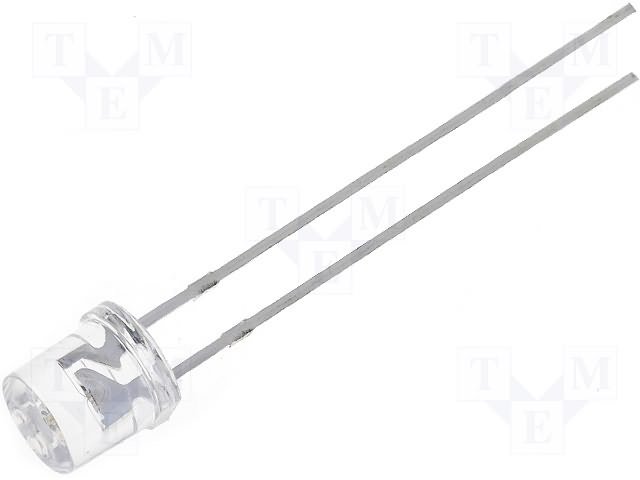 5mm, zila, 330...750mcd, 140°, 2.8...4V/20mA, 470nm, gaismas diode, plakana