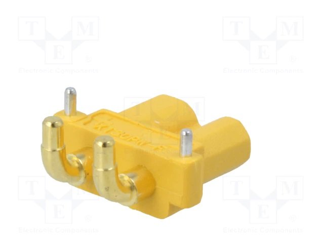 2Pin, XT30, "mama", 500V, 15A, lodejama PCB, leņķisks