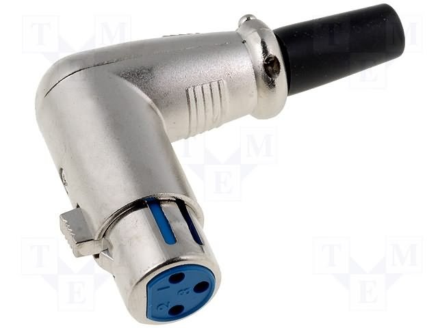 XLR 3PIN, ligzda uz vadu, leņķisks