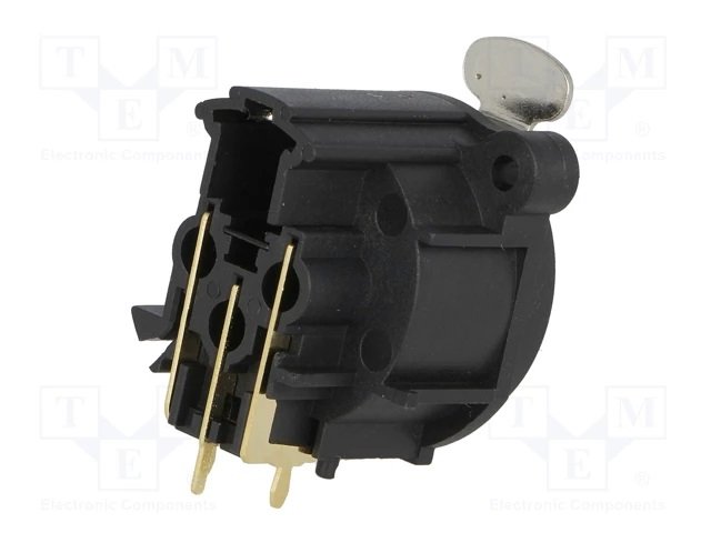 XLR 3PIN, ligzda, šasijai (2 skrūves), leņķisks, AMPHENOL