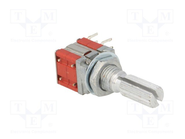 Galetes parslēdzejs 2=>3 kontakts, 0.1A/16V, MBB (shorting), 6mm, Lass=20mm