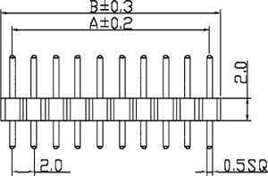 2.0mm, 1x20pin, štekers, THT, taisna