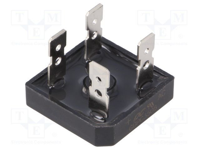 GBPC3506 Tiltiņš, 600V, 35A, biezums 8mm, plakanas izvadi 6.4*0.8mь