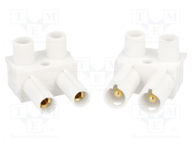Saspraudnis, "mama+papa", 2pin, skrūvajama vadam, 500V, 10A, 2.5...4mm2, baltā krasa