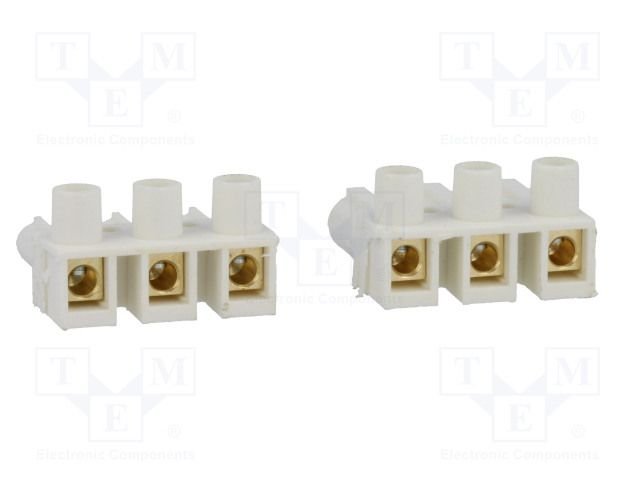 Saspraudnis, "mama+papa", 3pin, skrūvajama vadam, 500V, 10A, 2.5...4mm2, baltā krasa
