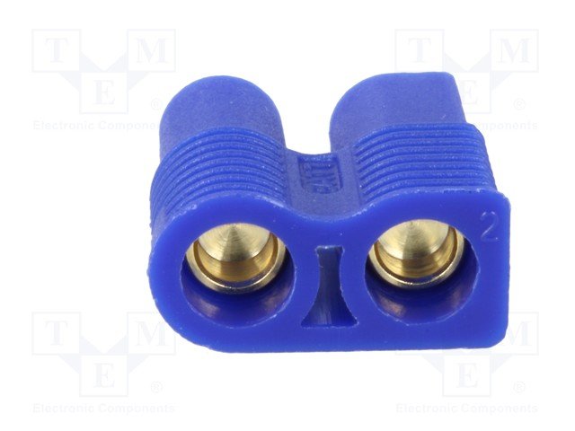 2Pin, EC3, "mama", lodējama vadam, 500V, 25A, 12AWG(3.31mm2), zila krasa, gold flash