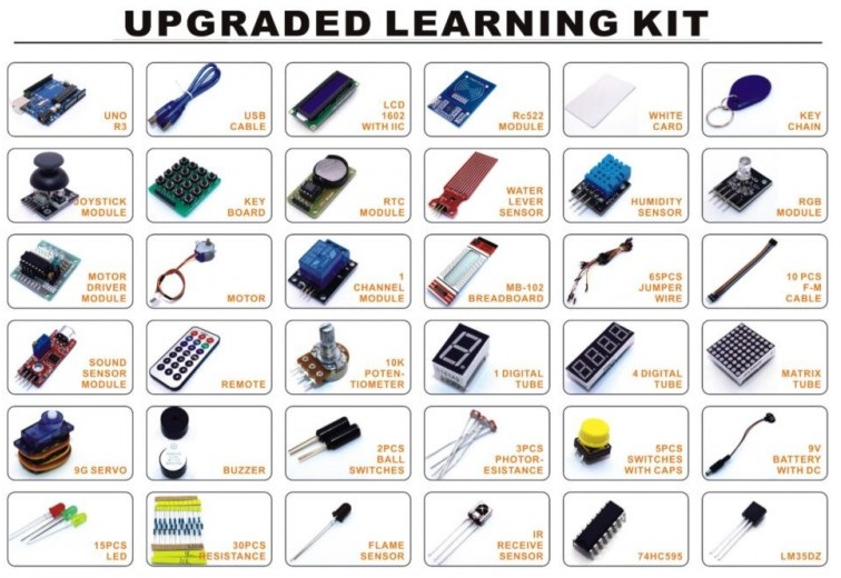 Arduino modernizēts mācību komplekts, 36 elementi