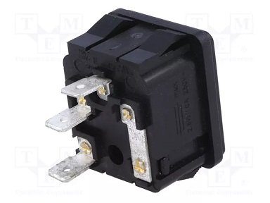 Tikla štekers, 250VAC, 10A, C14(E), + drošinātājs, ar sprūdiem, šasijai