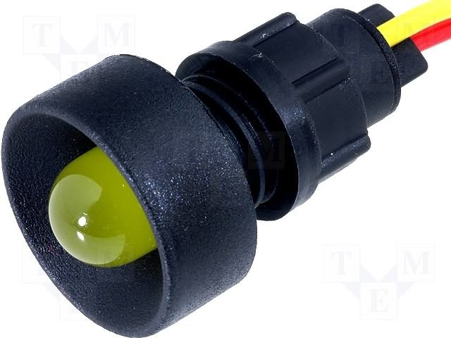 Gaismas diožu lampiņa 12-24V, D25.5mm, dzeltena krasa