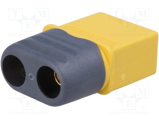 2Pin, XT60, "papa", 500V, 30A, 12AWG, lodejama vadam, ar aizmugures vāku