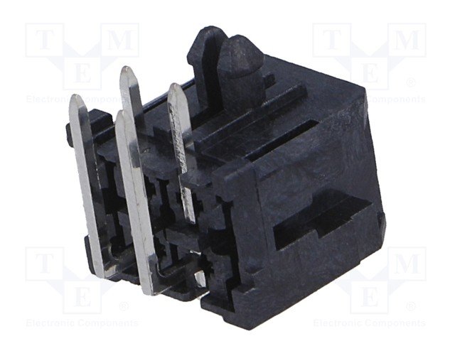 4pin(2x2), MicroFit, "mama/THT", šasijai, solis=3x3mm, 5A, leņķisks 90°