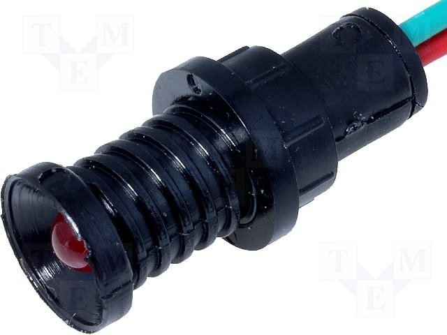 Gaismas diožu lampiņa 12..24V, 5mm, sarkana krasa