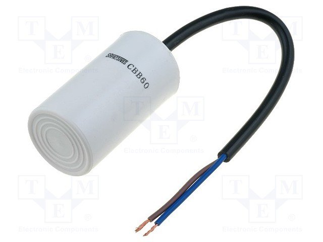 2.5/450VAC+cable elektromotoru kondensators, ±5%, Ø35x60mm, 3000h