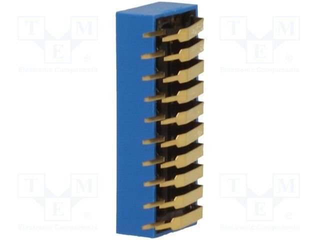 Pārslēdzējs slīdbīdņu DIP-10*2.54, ON-OFF, 0.05A/12VDC, vertikala veida