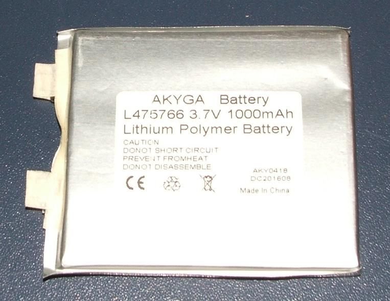 Akumulators Li-pol, 3.7V/1000mAh, bez kontrolera, 4.7x57x66mm