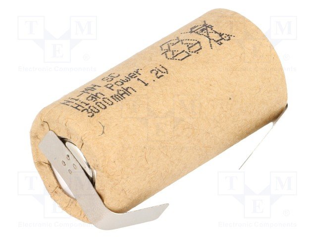 Akumulatori SubC, JJJ, ar plakaniem izvadiem, Ni-MH, 3000mAh, Ø22x42mm, 1.2V, 55.7gr.