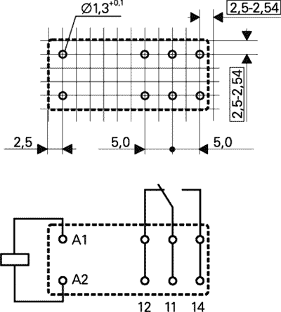 Relejs DC24V, SPDT, 16A/250VAC, 16A/24VDC, 1.44kΩ(16.6mA), viens kontakts uz pārslēgšanu, 29x12.7x15.7mm, TE Connectivity