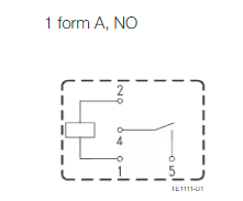 Relejs DC24V, SPST-NO, 10A/12VDC, 520Ω(46mA), viens kontakts uz saslēgšanu, 14.7x16.9x19.2mm, TE Connectivity