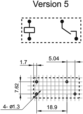 Relejs DC24V, SPST-NO, 10A/250VAC, 10A/30VDC, 2.35kΩ(10mA), viens kontakts(5.08mm) uz saslēgšanu, 28.5x12.5x10.1mm, HONGFA RELAY