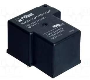 Relejs AC24V, SPST-NO, 40A/240VAC, 40A/30VDC, 120Ω(200mA), viens kontakts uz saslēgšanu, 32.5x27.6x20.5mm, RELPOL