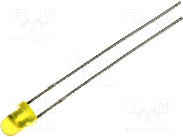 3mm, dzeltens, mirgojoša, 3...5V, 220...330mcd, 60grad, gaismas diode